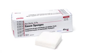Sponge Gauze Woven Cotton 12-Ply 3 X 3 Inch Square NonSterile ProAdvantage (200/PK 20PK/CS) by Pro Advantage  ID P157113